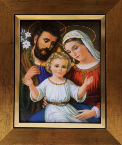 Obraz 20x25cm Św. Rodzina rama złota ze wstawką - 09633