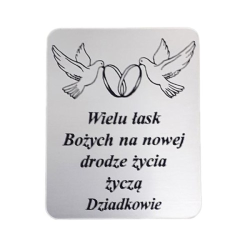 Płytka grawerowana ŚLUB od DZIADKÓW samoprzylepna 4x3cm - 09513