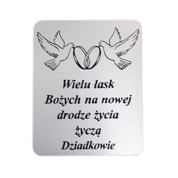 Płytka grawerowana ŚLUB od DZIADKÓW samoprzylepna 4x3cm - 09513