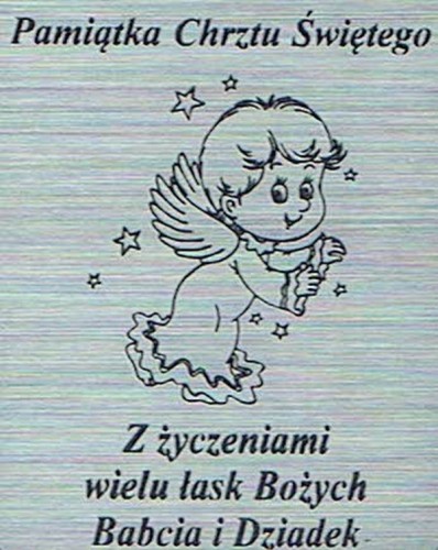 Płytka grawerowana CHRZEST od BABCI I DZIADKA samoprzylepna 4x3cm - 09511