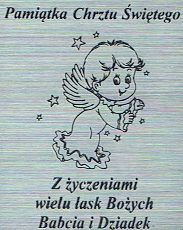 Płytka grawerowana CHRZEST od BABCI I DZIADKA samoprzylepna 4x3cm - 09511