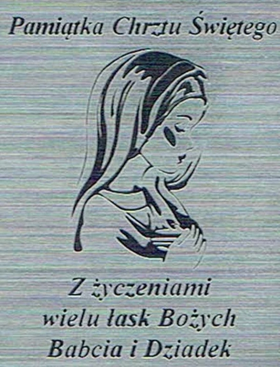 Płytka grawerowana CHRZEST od BABCI I DZIADKA samoprzylepna 4x3cm - 09511