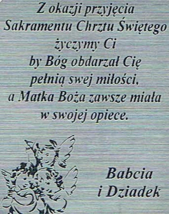 Płytka grawerowana CHRZEST od BABCI I DZIADKA samoprzylepna 4x3cm - 09511