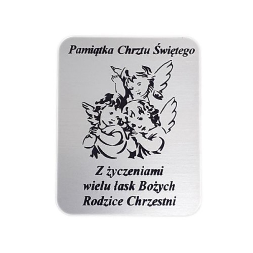 Płytka grawerowana CHRZEST od RODZICÓW CHRZESTNYCH samoprzylepna 4x3cm - 09493