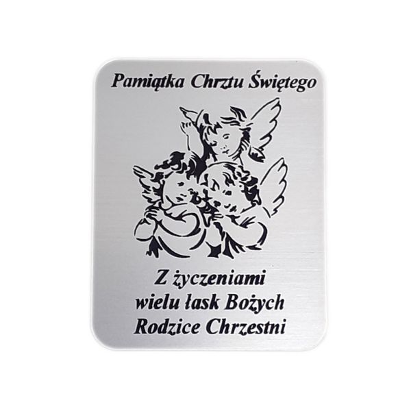 Płytka grawerowana CHRZEST od RODZICÓW CHRZESTNYCH samoprzylepna 4x3cm - 09493