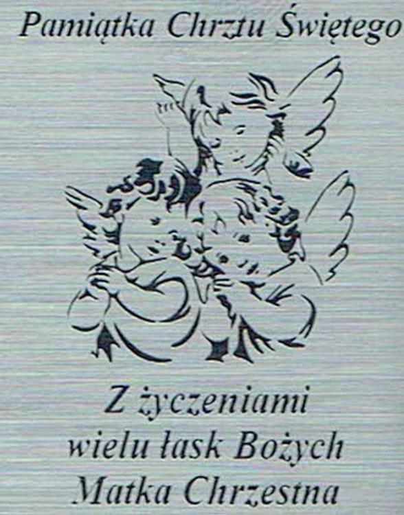 Płytka grawerowana CHRZEST od MATKI CHRZESTNEJ samoprzylepna 4x3cm - 09489