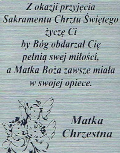 Płytka grawerowana CHRZEST od MATKI CHRZESTNEJ samoprzylepna 4x3cm - 09489