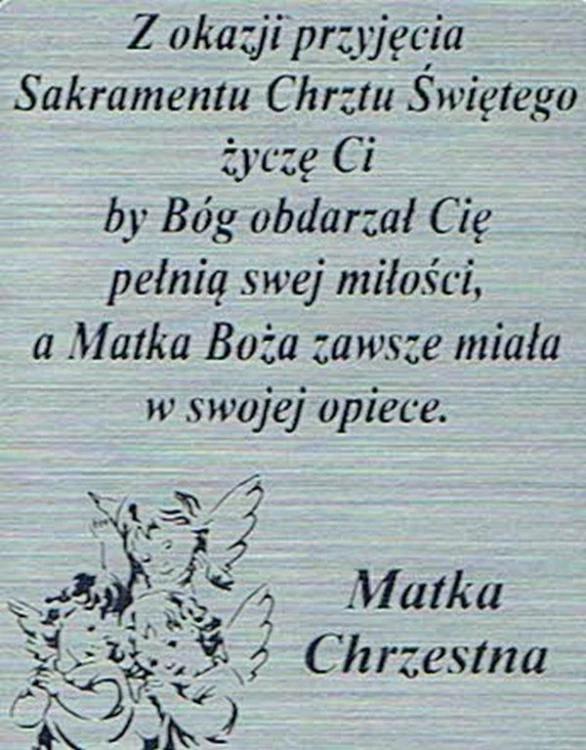 Płytka grawerowana CHRZEST od MATKI CHRZESTNEJ samoprzylepna 4x3cm - 09489