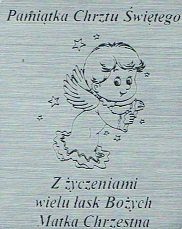 Płytka grawerowana CHRZEST od MATKI CHRZESTNEJ samoprzylepna 4x3cm - 09489