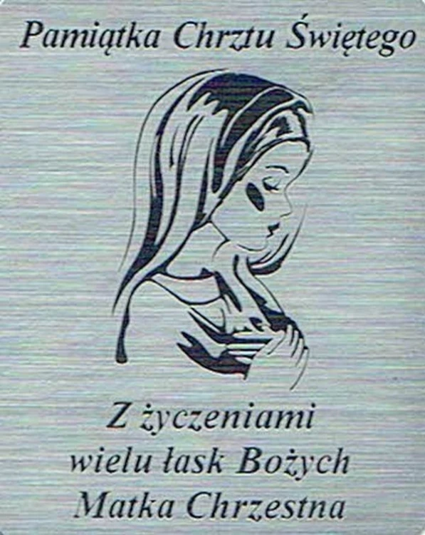 Płytka grawerowana CHRZEST od MATKI CHRZESTNEJ samoprzylepna 4x3cm - 09489