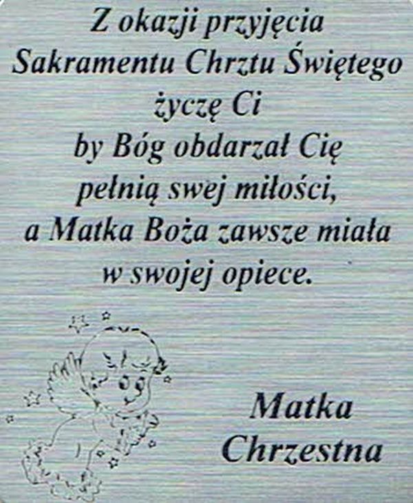 Płytka grawerowana CHRZEST od MATKI CHRZESTNEJ samoprzylepna 4x3cm - 09489