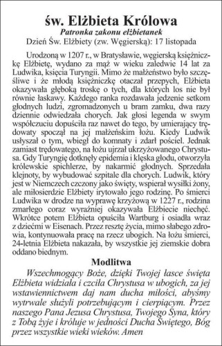 Obrazek św. Elżbieta Królowa. Patronka zakonu elżbietanek - 03919