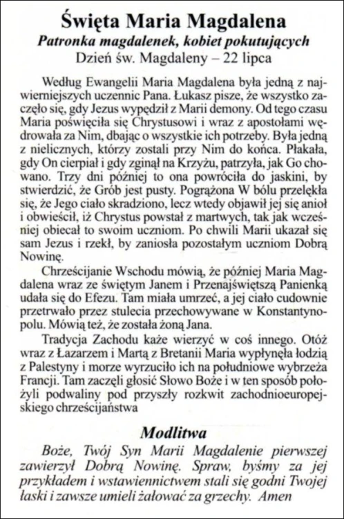 Obrazek św. Maria Magdalena. Patronka magdalenek, kobiet pracujących - 03302