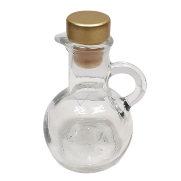 Ampułka NA WINO - grube szkło korek ZŁOTY gumowy wys.9cm z korkiem 10,5cm - 34803