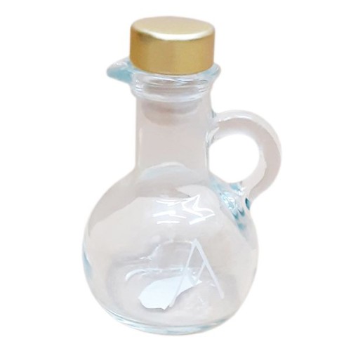 Ampułka NA WODĘ - grube szkło korek ZŁOTY gumowy  wys.9cm z korkiem 10,5cm - 10311