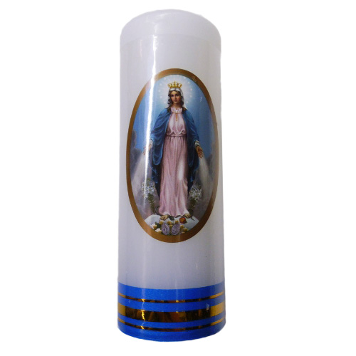Świeca walec biały Matka Boża Niepokalana 15x5cm - 37800 5907771419060