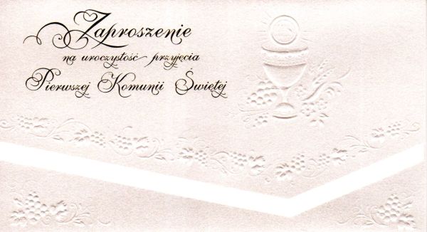 Zaproszenie I Komunia Św. PERŁOWE                                        5  szt. - ZZ05K - 14515