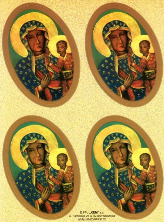 Naklejki Matka Boża Częstochowska (4 naklejki) - 11306