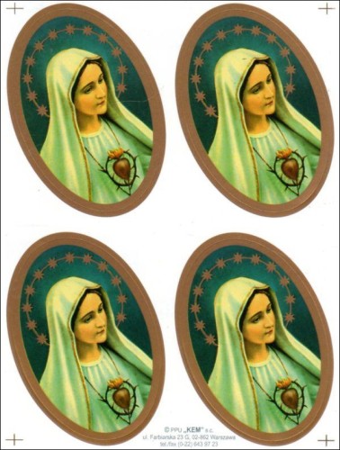 Naklejki Serce Matki Bożej (4 naklejki) - 11274