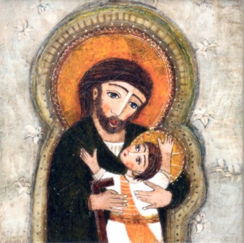 Obrazek - KAFELEK Św. Józef z Dzieciątkiem 11x11cm - 12767