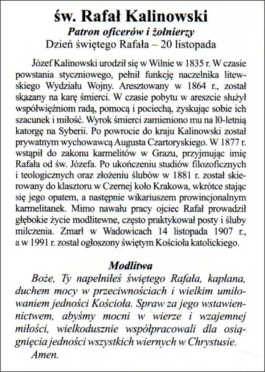 Obrazek św. Rafał Kalinowski. Patron oficerów i żołnierzy - 03220