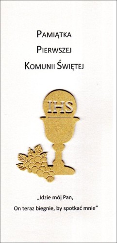 Karnet I Komunia Św. ZŁOTY KIELICH ręcznie robiony - 66739