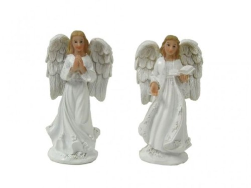 Figura Anioł stojący biały 11cm (różne wzory 2) - 44740