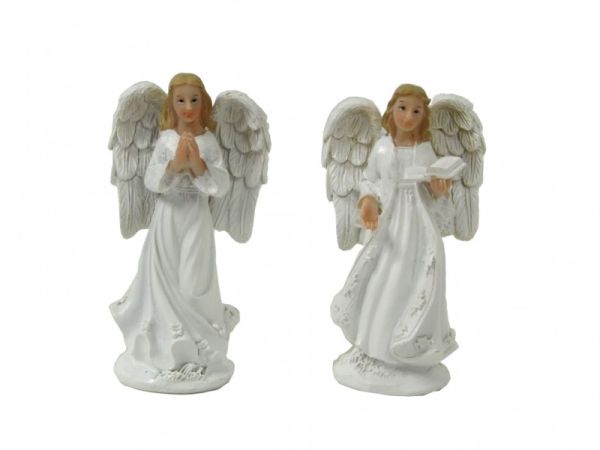 Figura Anioł stojący biały 11cm (różne wzory 2) - 44740