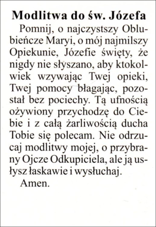 Obrazek św. Józef. Modlitwa do św Józefa - 03322
