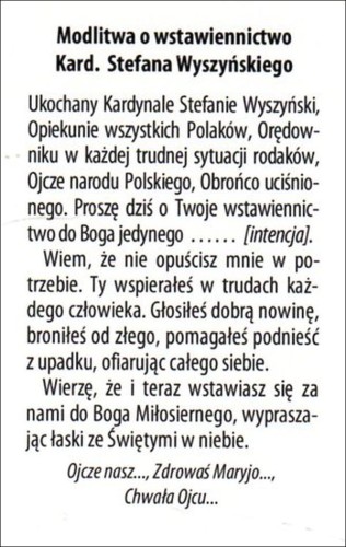 Obrazek Kard. Stefan Wyszyński. Modlitwa o wstawiennictwo Kard. Stefana Wyszyńskiego - 00798