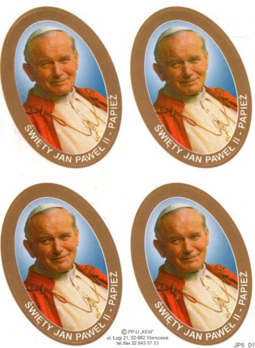 Naklejki św. Jan Paweł II (4 naklejki) - 65016