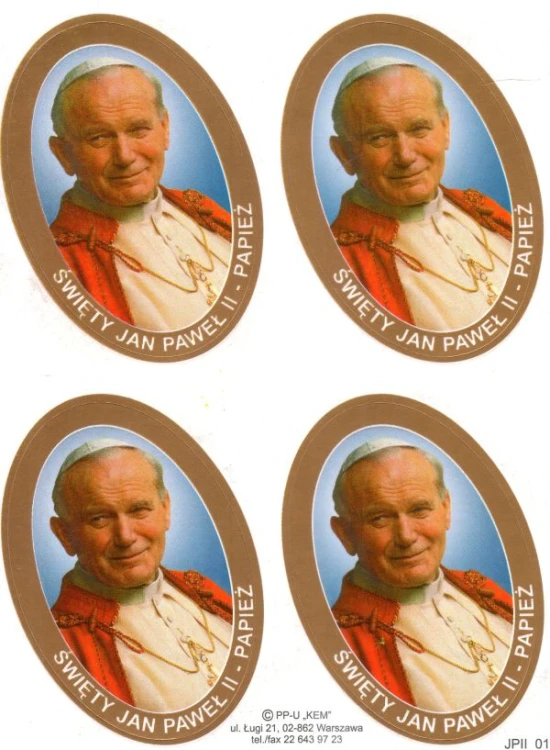 Naklejki św. Jan Paweł II (4 naklejki) - 65016