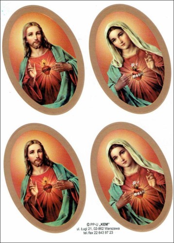 Naklejki Serce Matki Bożej i Pana Jezusa (4 naklejki) - 63425