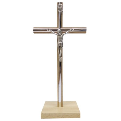 Krzyż stojący drewniany h30cm BEZBARWNY z wkładką - 11129