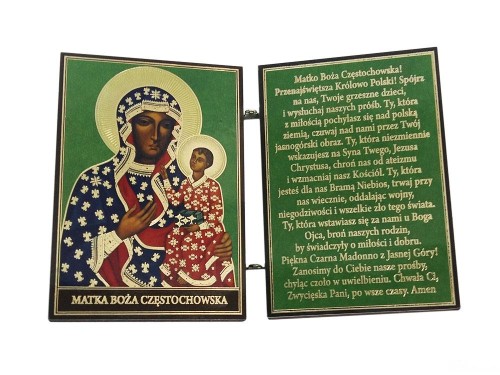 Ikona dyptyk Matka Boża Częstochowska/modlitwa drewniana składana 8cm - 61868
