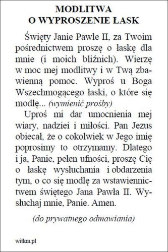 Obrazek św. Jan Paweł II. Modlitwa o wyproszenie łask - ! - 06201