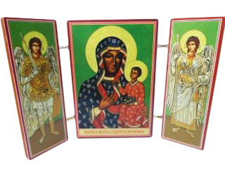 Ikona tryptyk Matka Boża Częstochowska drewniana składana 8cm - 52719