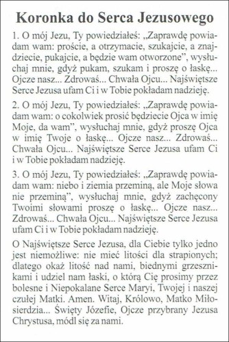 Obrazek laminowany Najświętsze Serce Pana Jezusa. Modlitwa: Najświętsze Serce Jezusa - 07559