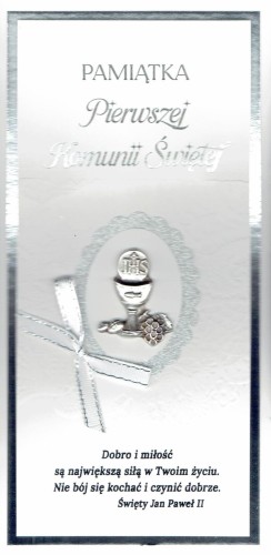 Karnet I Komunia Św. ręcznie robiony (metalowa aplikacja) - 52728