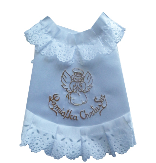 Szatka Chrzest śliniak ZŁOTA (aniołek) falbanka atłasowa - 41091