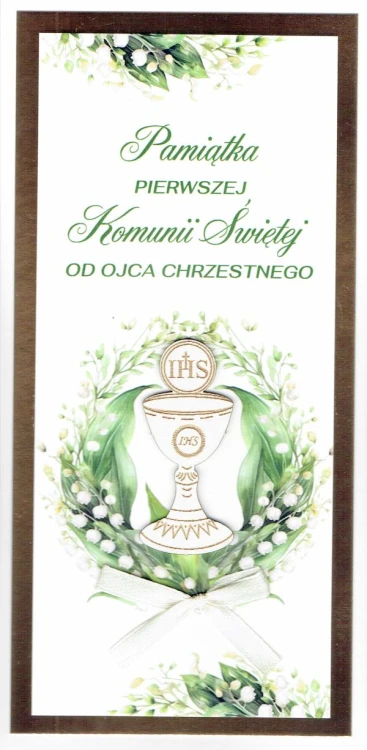 Karnet I Komunia Św. OD OJCA CHRZESTNEGO (SKLEJKA) różne wzory - 14319 5907786844673