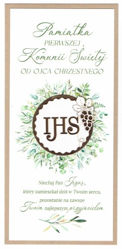 Karnet I Komunia Św. OD OJCA CHRZESTNEGO (SKLEJKA) różne wzory - 14319 5907786844673