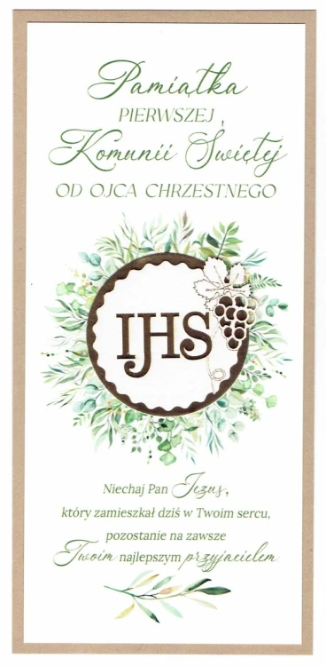 Karnet I Komunia Św. OD OJCA CHRZESTNEGO (SKLEJKA) różne wzory - 14319 5907786844673