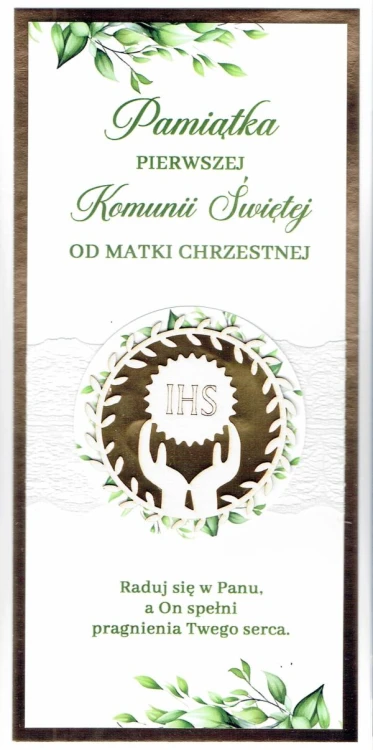 Karnet I Komunia Św. OD MATKI CHRZESTNEJ (SKLEJKA) różne wzory - 14168 5907786844703