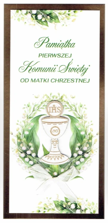 Karnet I Komunia Św. OD MATKI CHRZESTNEJ (SKLEJKA) różne wzory - 14168 5907786844703