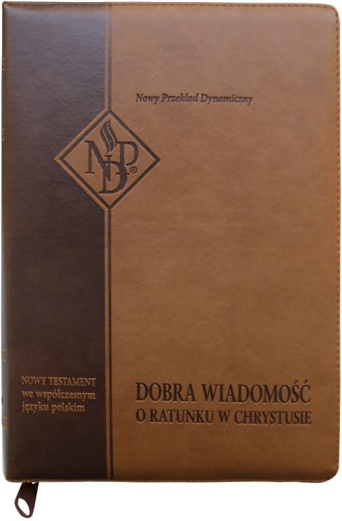 Nowy Testament NPD (zamek, wycięcia, brązowa okładka) Dobra Wiadomość o ratunku w Chrystusie (książka), Pismo św., Oficyna Wydawnicza VOCATIO, 2021 r., oprawa ze skóry ekologicznej - 10253 9788384079690