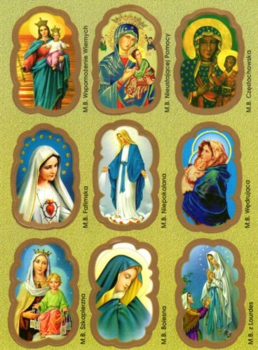 Naklejki Matka Boża - różne (9 naklejek) - 11277