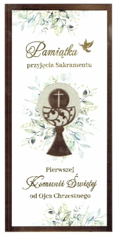 Karnet I Komunia Św. OD OJCA CHRZESTNEGO (BROKAT) różne wzory - 60676