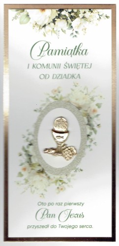 Karnet I KOMUNIA Św. od DZIADKA (BROKAT) różne wzory - 66875