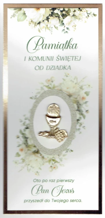 Karnet I KOMUNIA Św. od DZIADKA (BROKAT) różne wzory - 66875